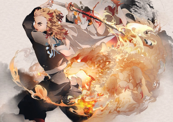 Ảnh Rengoku tạo dáng ngầu