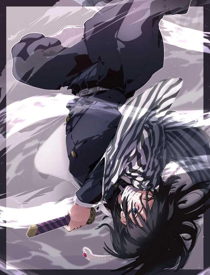 Ảnh anime Obanai mang kiếm