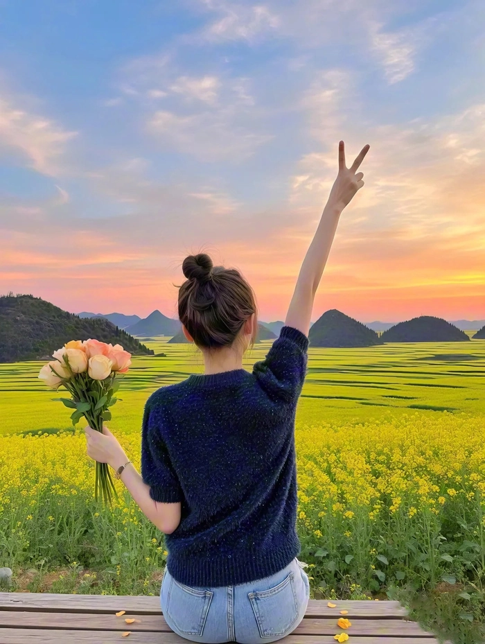 Gái xinh che mặt cute phong cách chill