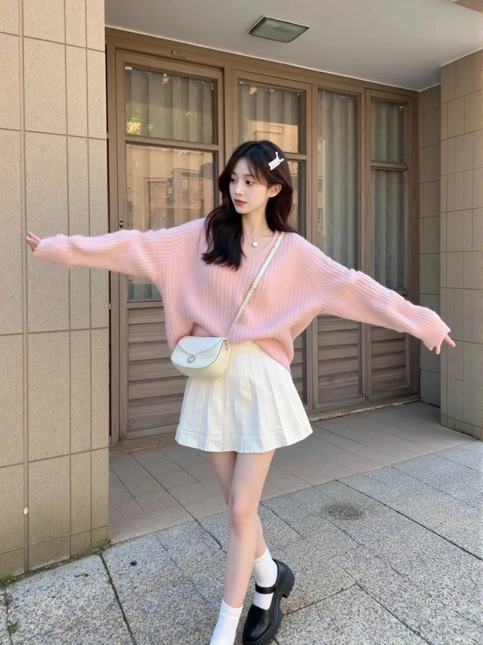 Gái xinh mặc váy ngắn chân dài pose dáng