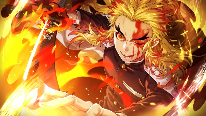 Hình Rengoku giữa biển lửa