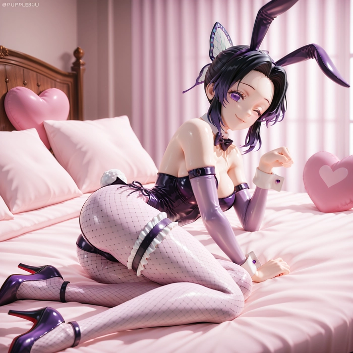 Hình ảnh Kochou Shinobu anime cosplay thỏ đen