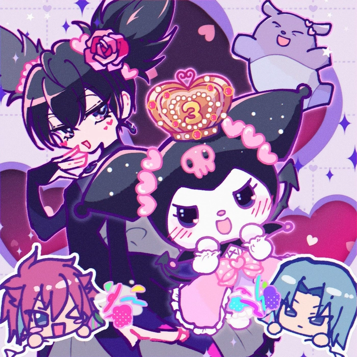 Hình ảnh Kuromi anime cute hồng tím
