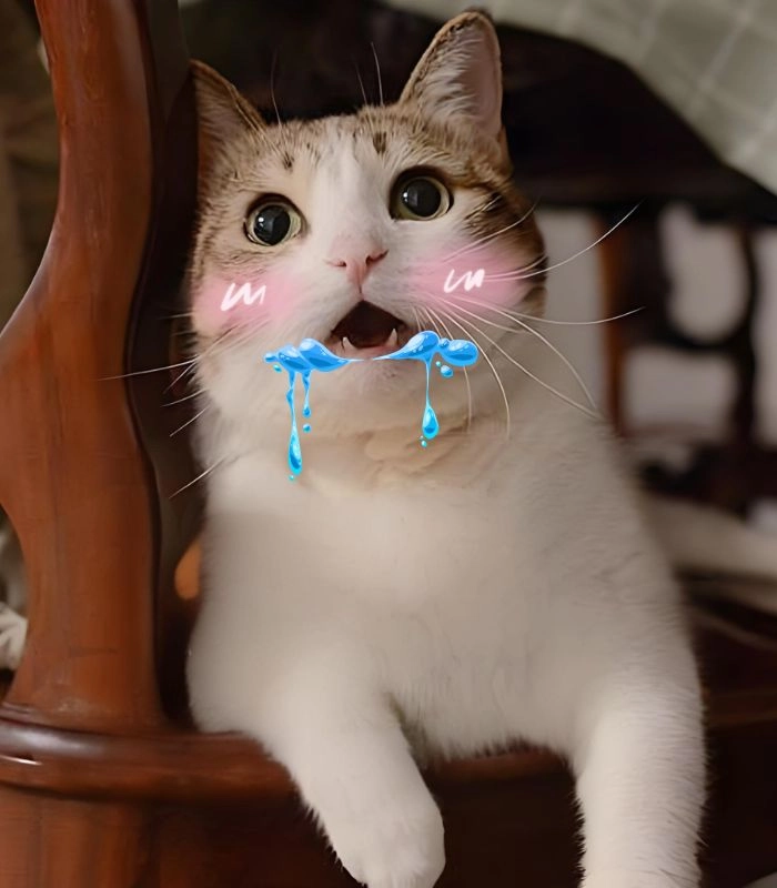 Meme mèo chảy nước miếng hài