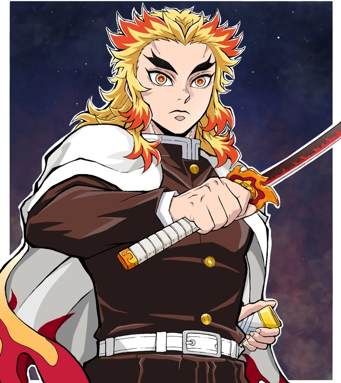 Rengoku tạo dáng với kiếm