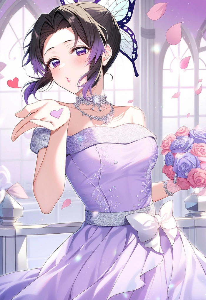 Shinobu cute diện váy cô dâu anime