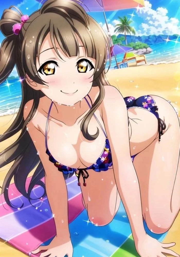 ảnh gái xinh bikini anime bên bờ biển