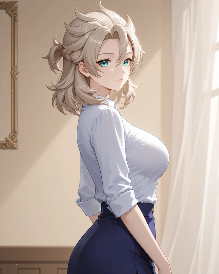 Albedo Genshin nhìn nghiêng quyến rũ