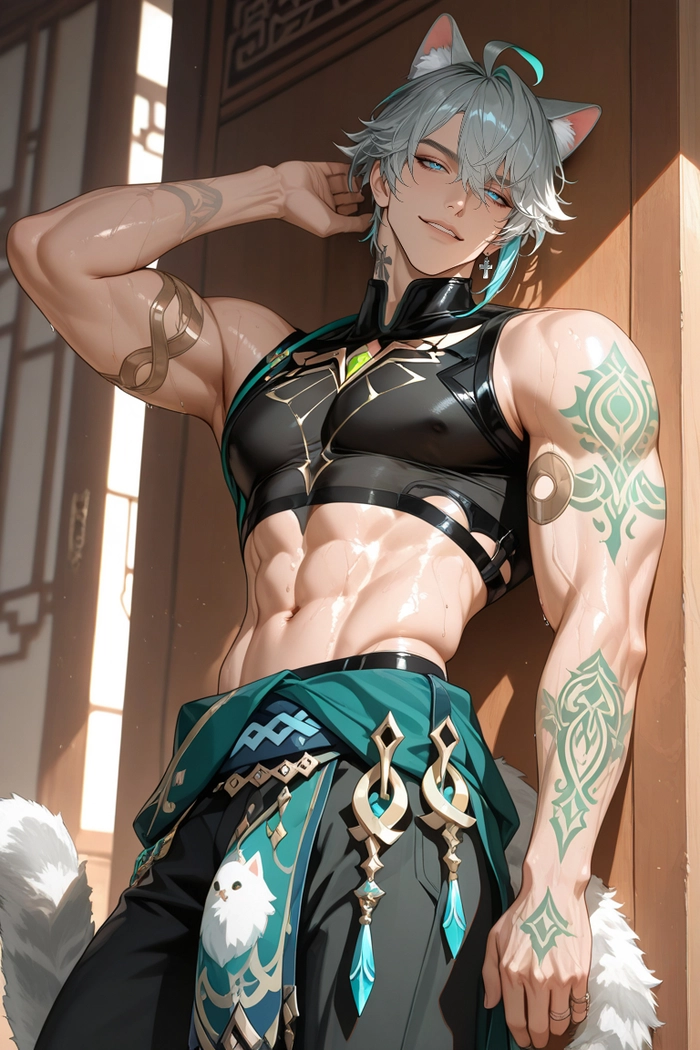 Alhaitham anime khoe body 6 múi