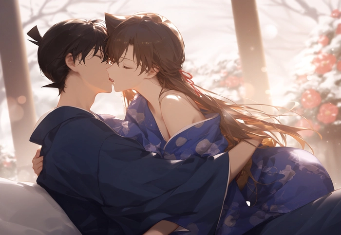 Ảnh Ran ôm Shinichi lãng mạn
