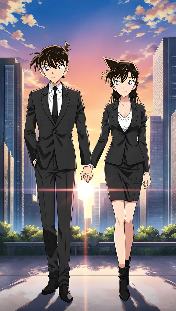 Ảnh Shinichi và Ran nắm tay