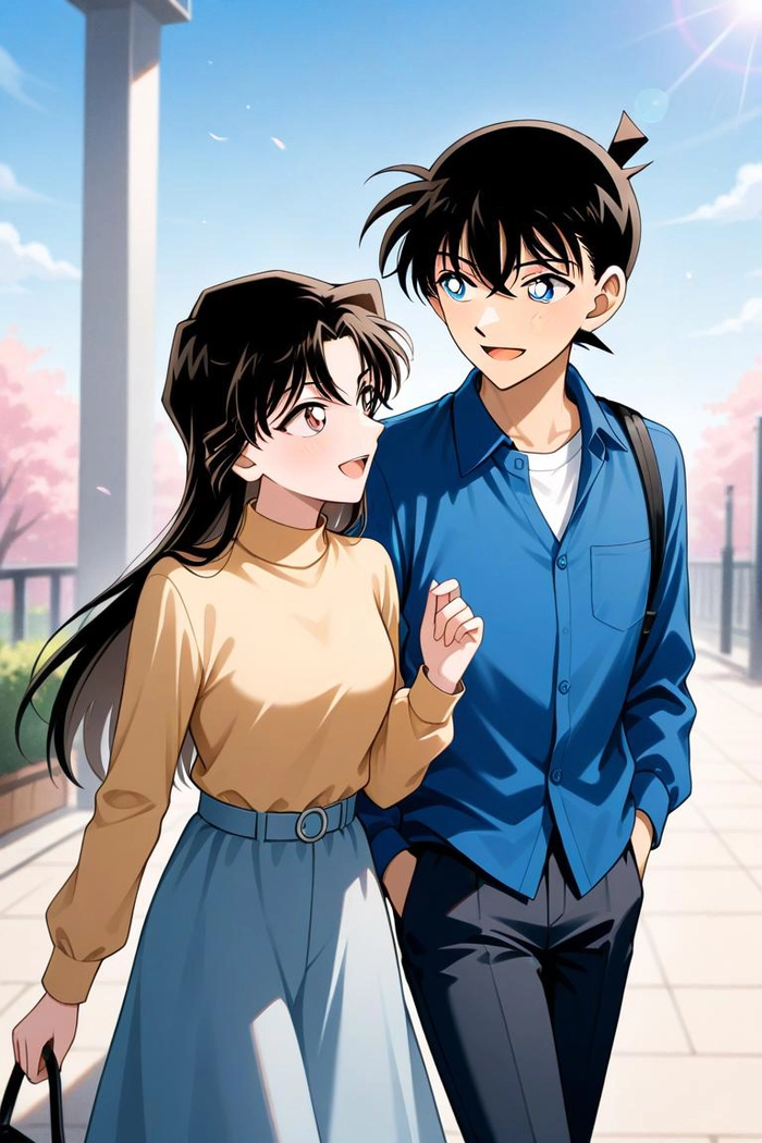 Ảnh Shinichi và Ran siết tay