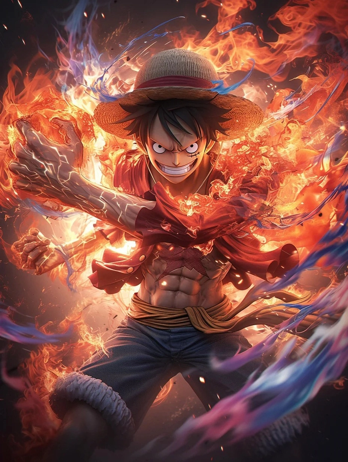Ảnh anime Luffy hành động mãn nhãn