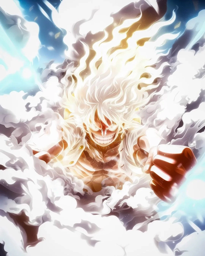 Ảnh anime Luffy với gear 5 mạnh mẽ