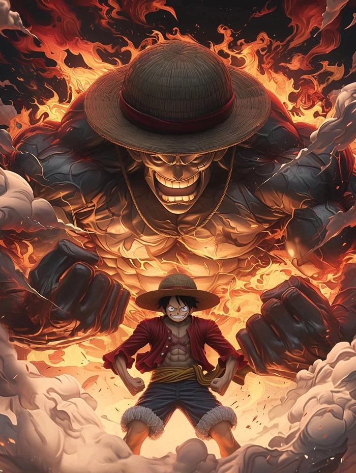 Ảnh anime Luffy với nón rơm