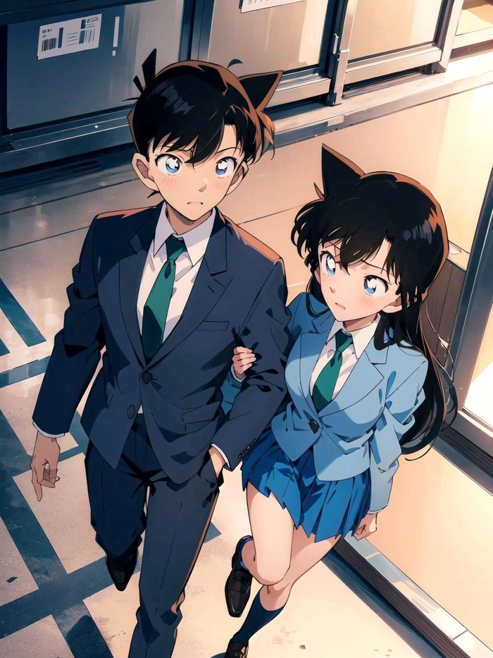 Ảnh anime Shinichi và Ran tay trong tay
