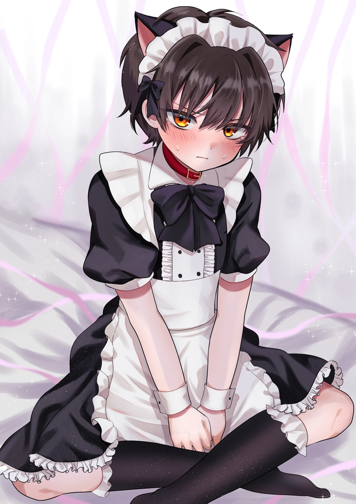 Ảnh anime nam cosplay váy hầu gái dễ thương