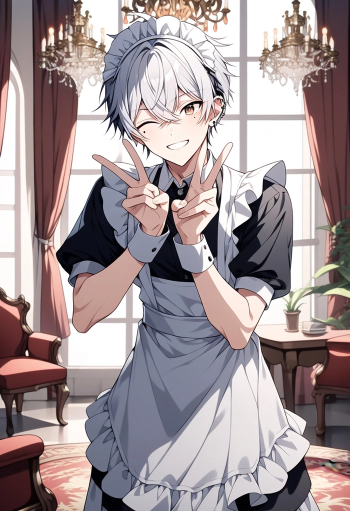 Ảnh anime nam mặc váy hầu gái quyến rũ