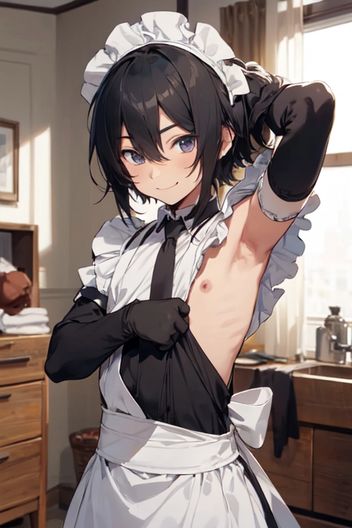 Ảnh anime nam sexy với đồ hầu gái
