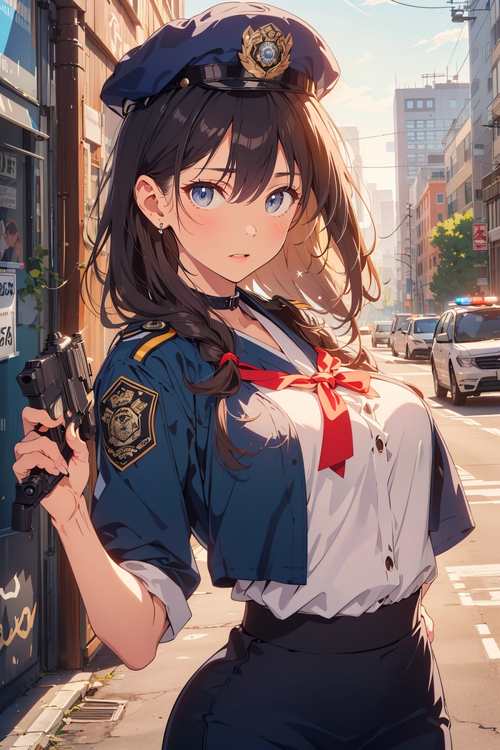 Ảnh anime nữ cảnh sát cầm súng cực ngầu