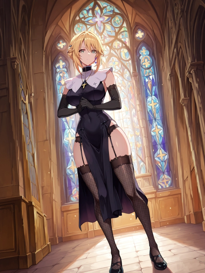 Ảnh anime nữ tu mặc tất lưới