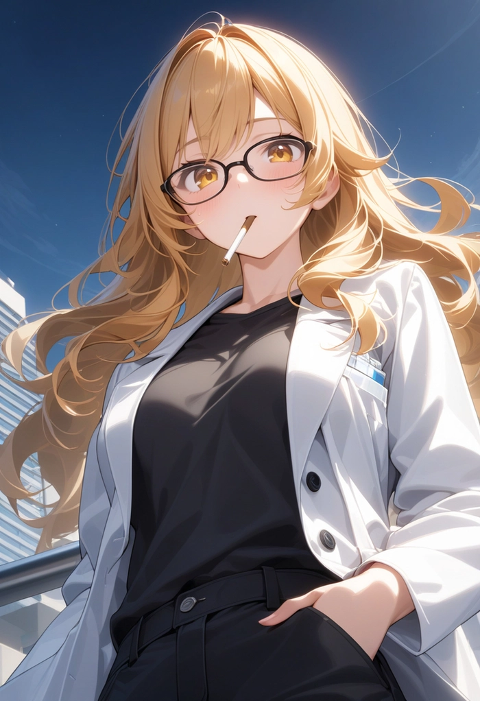 Ảnh bác sĩ anime nữ mặc blouse trắng