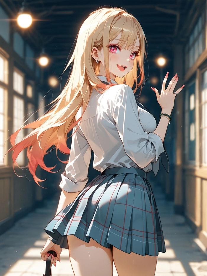 Ảnh gái anime váy ngắn tóc dài