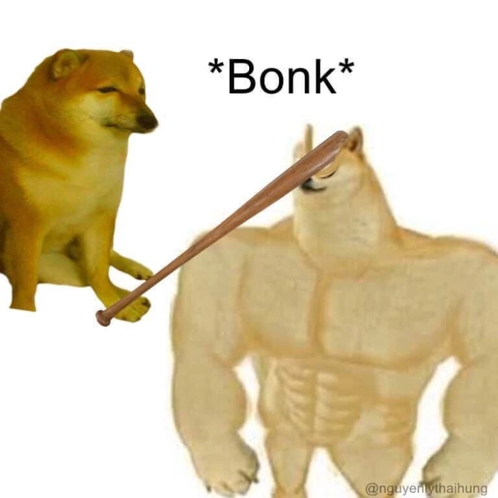 Ảnh meme chó cầm gậy viral