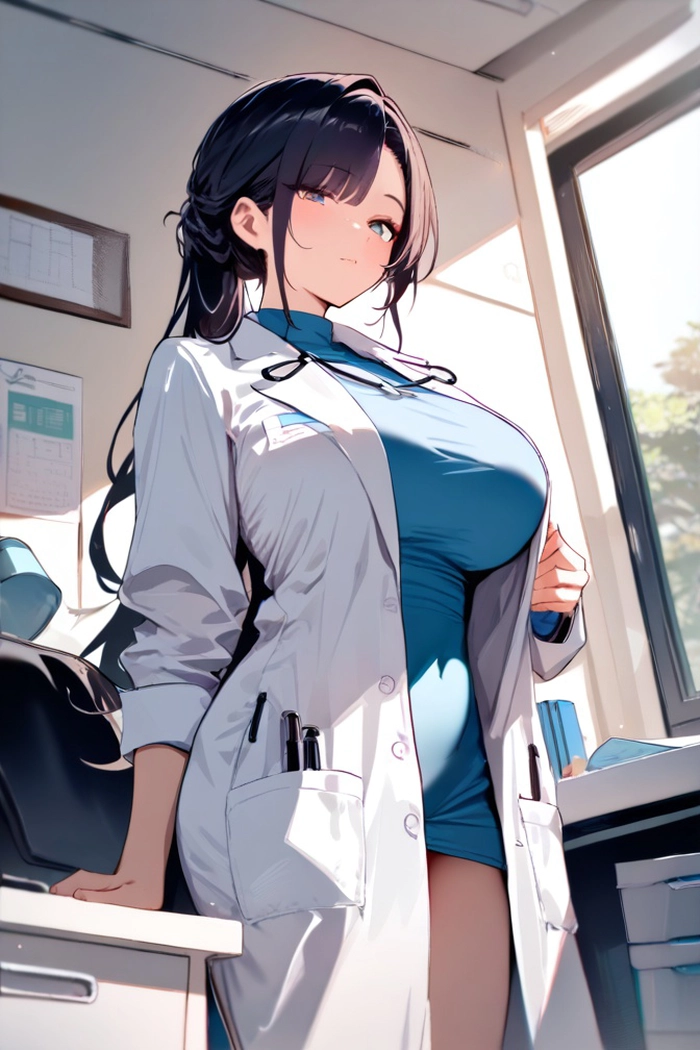 Ảnh nữ bác sĩ anime mặc váy ngắn