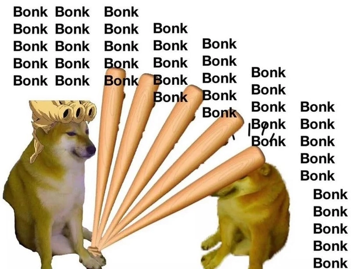 Chó cầm gậy meme ngầu lòi