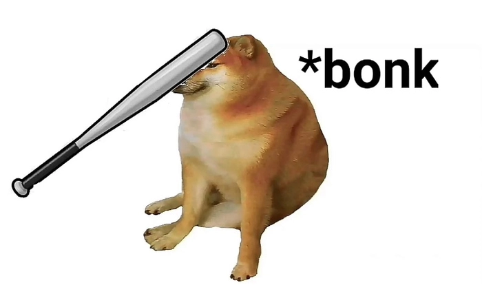 Chó cầm gậy meme nhìn là cười