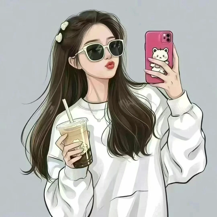 Cô gái anime che mặt bằng điện thoại
