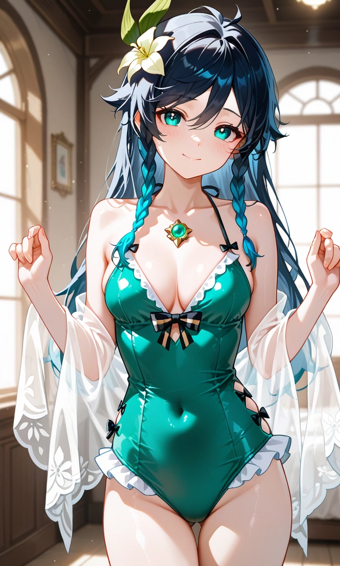 Fanart Venti Genshin swimsuit sexy