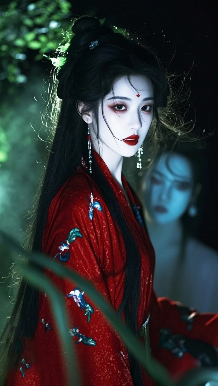 Gái xinh cosplay ma nữ trong rừng tối
