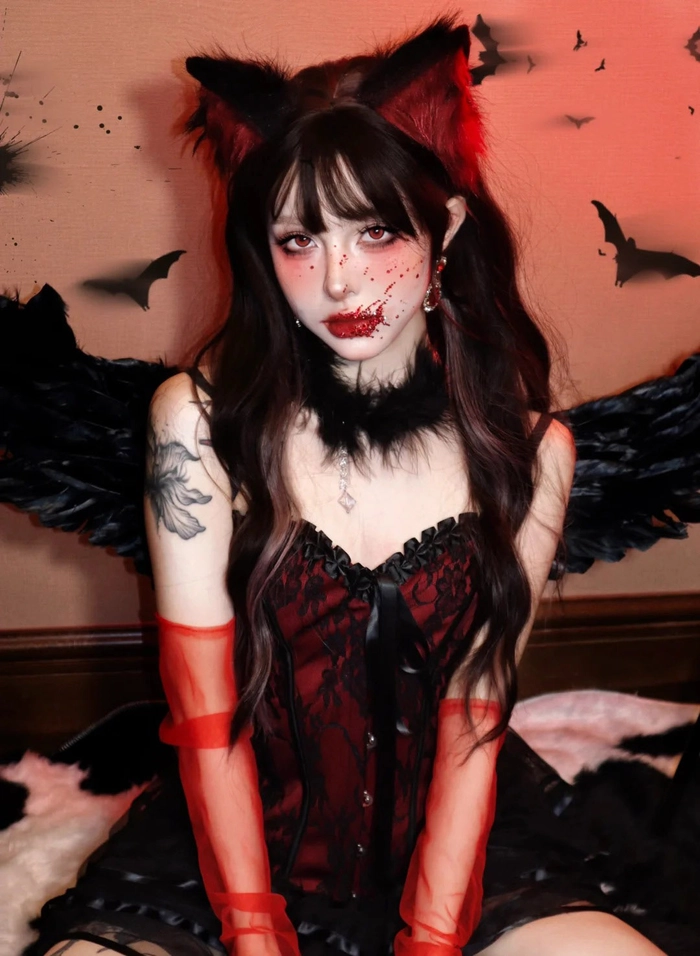 Gái xinh cosplay ma tóc dài phủ mặt