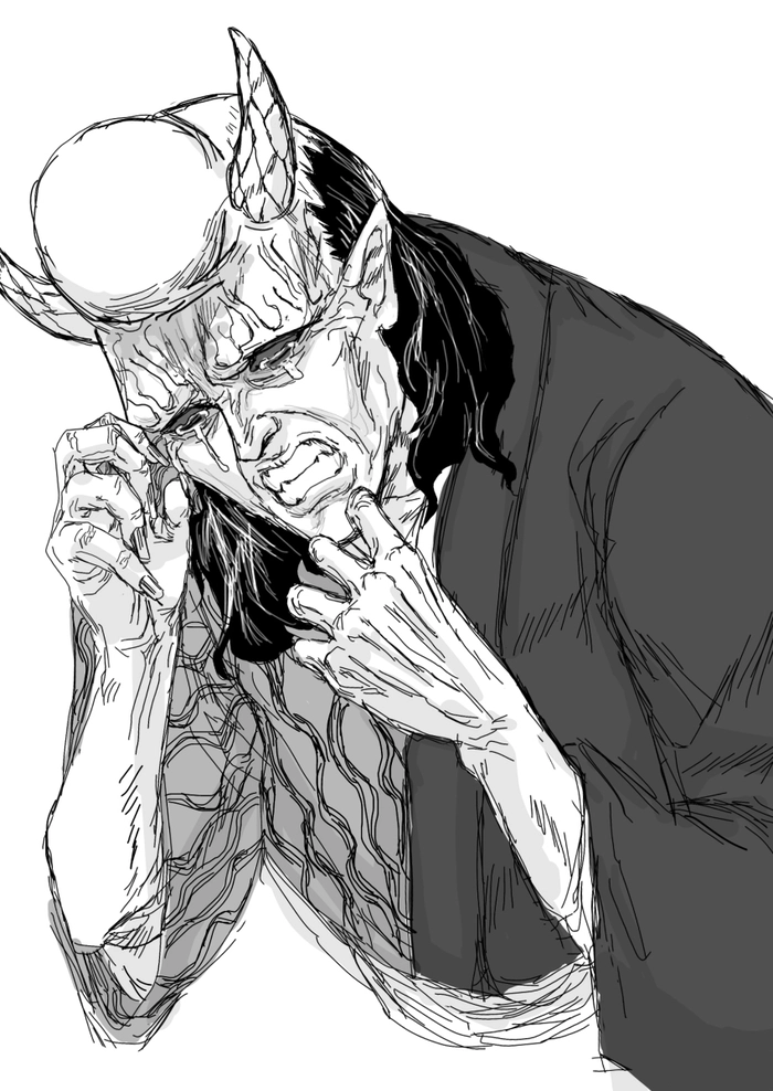 Hantengu Demon Slayer đen trắng