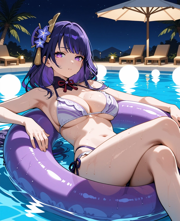 Hình Raiden Shogun mặc bikini 4k