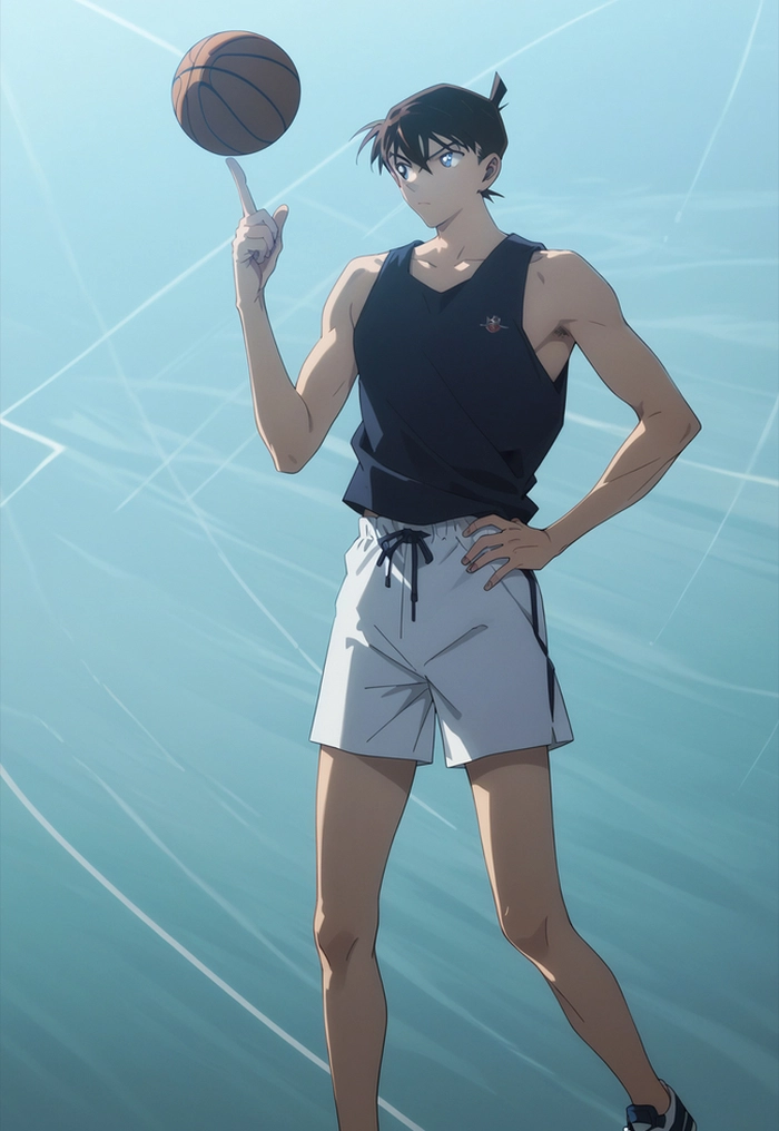 Hình Shinichi Kudo chơi bóng rổ