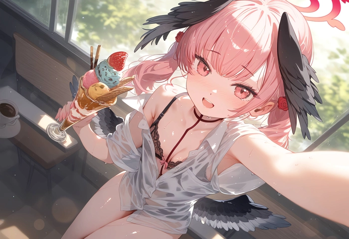 Hình ảnh Koharu Blue Archive anime với váy ngắn mỏng