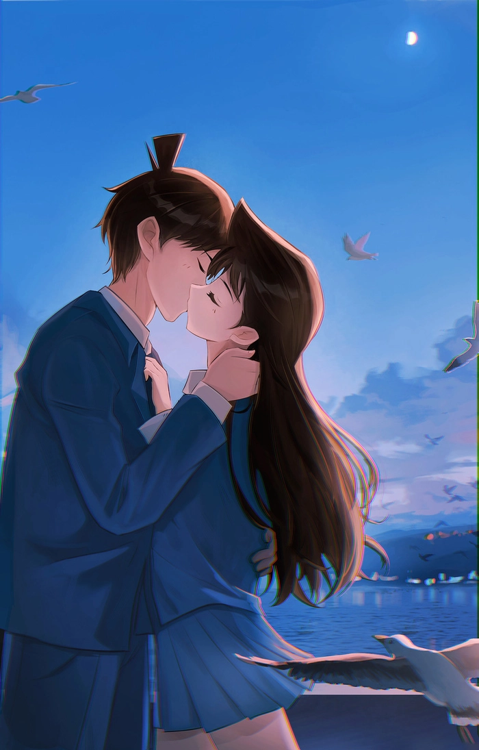 Hình ảnh Ran và Shinichi hôn nhau