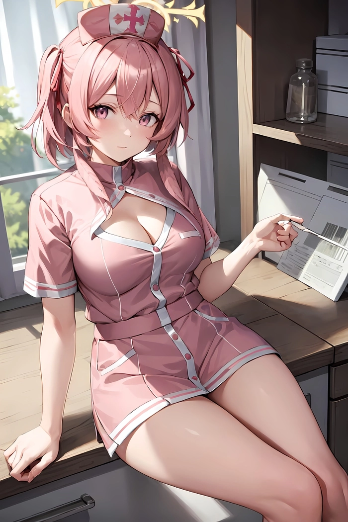 Hình ảnh Serina Sumi cute ngồi nghiêng trên bàn