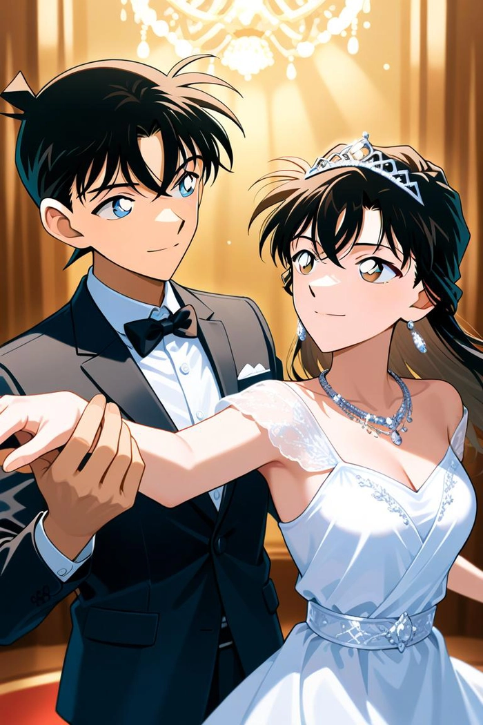 Hình ảnh Shinichi và Ran trong lễ cưới