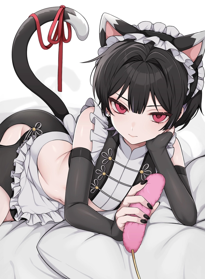 Hình ảnh anime nam cosplay hầu gái táo bạo