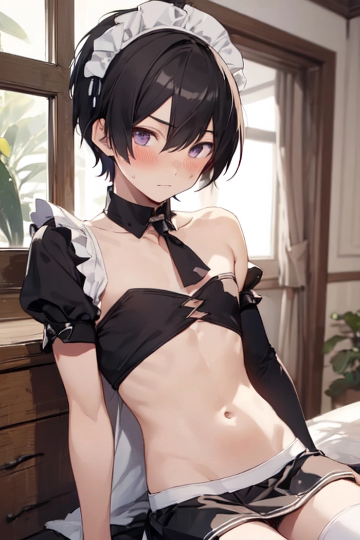 Hình ảnh anime nam mặc đồ hầu gái ngắn