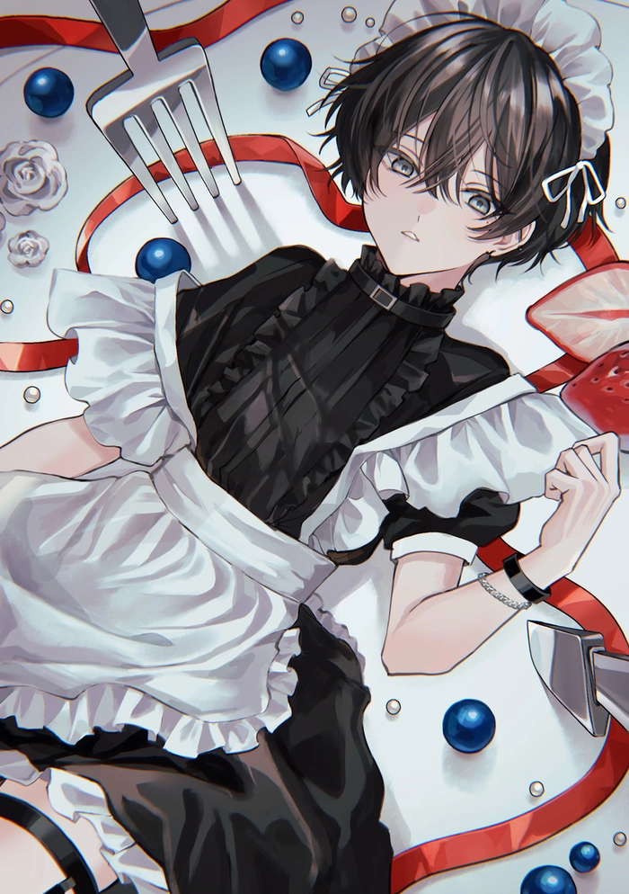 Hình ảnh anime nam mặc đồ hầu gái táo bạo