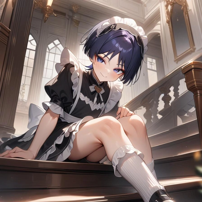 Hình ảnh anime nam mặc váy hầu gái nổi bật
