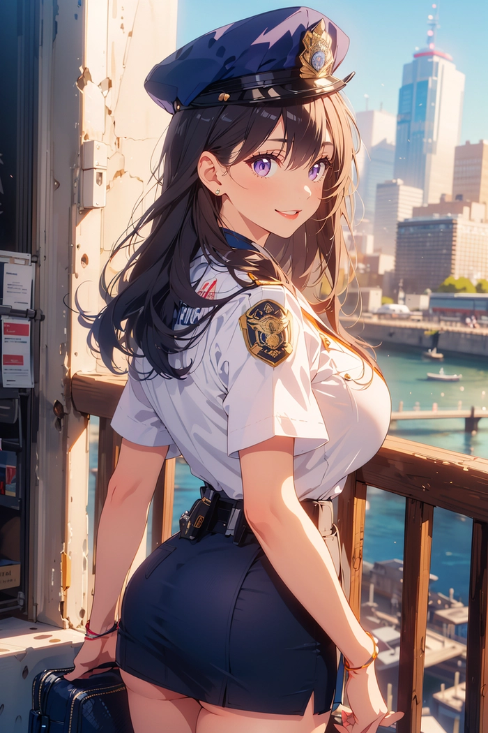 Hình nữ cảnh sát anime mặc váy ngắn