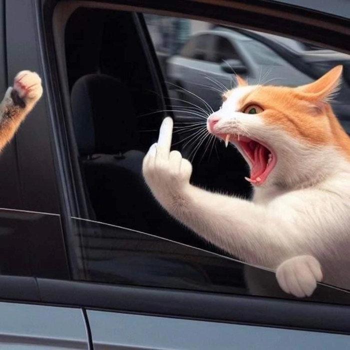 Meme ảnh mèo ngầu giơ tay ngón giữa