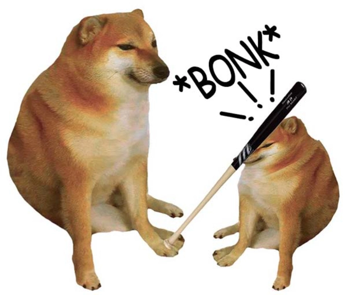 Meme chó cầm gậy chất chơi