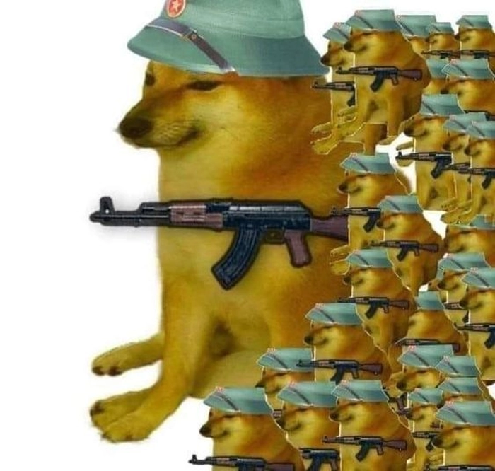 Meme chó cầm súng meme Việt hóa